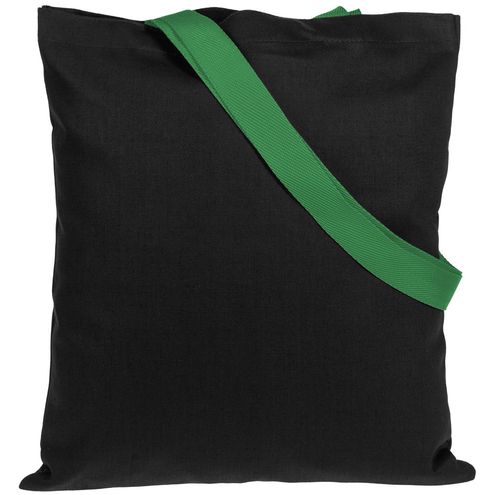 Холщовая сумка BrighTone, черная с зелеными ручками (LikeTo 10766.39)