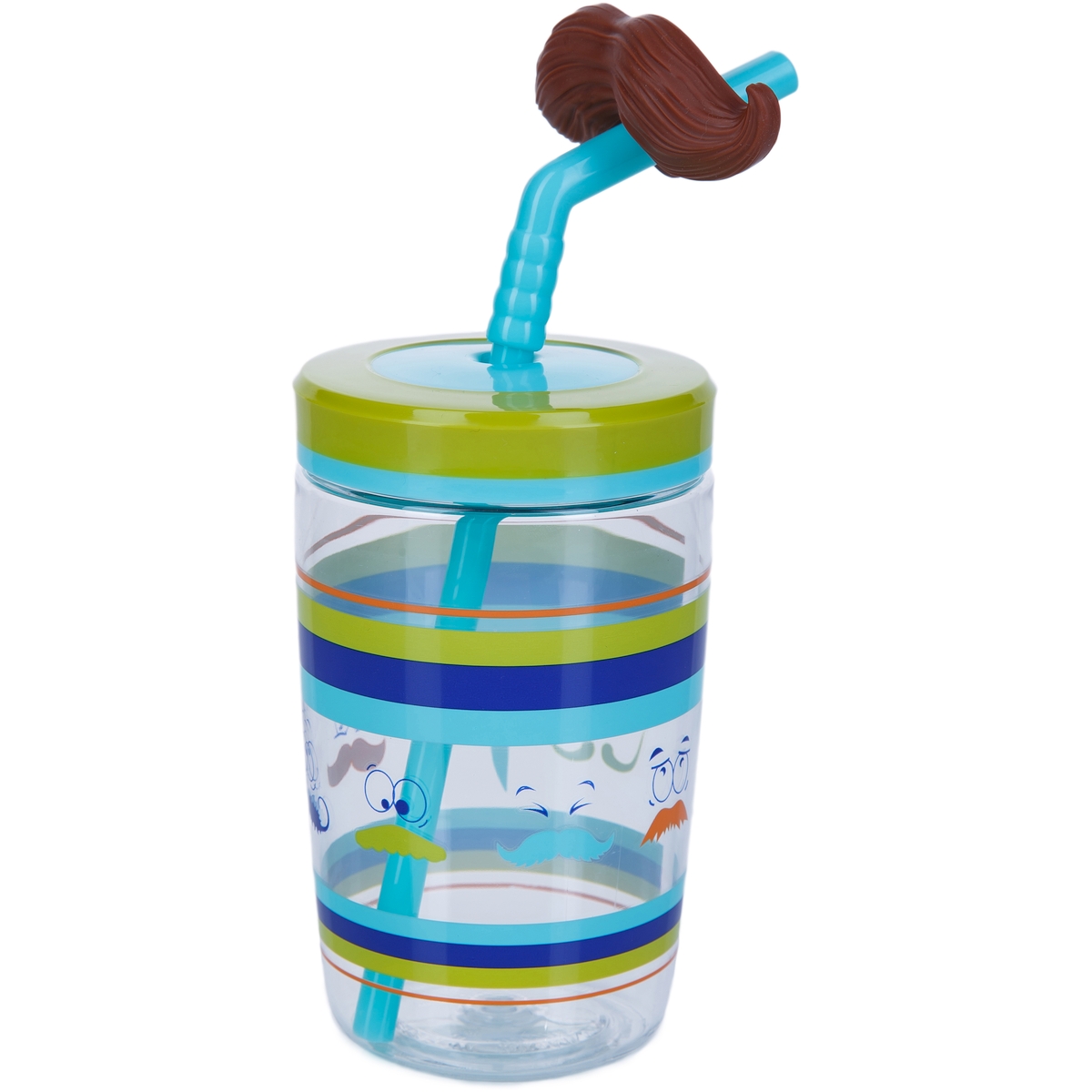 Детский стакан с соломинкой Funny straw Electric blue Mustache, 0.47 л (Contigo CONTIGO0521)