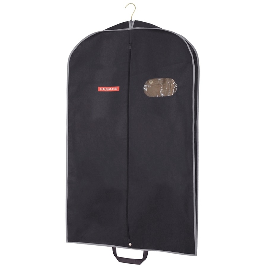 Чехол для одежды с овальным окном и ручками чёрный, 60 x 100 x 10 см (Hausmann HM-701003AG)