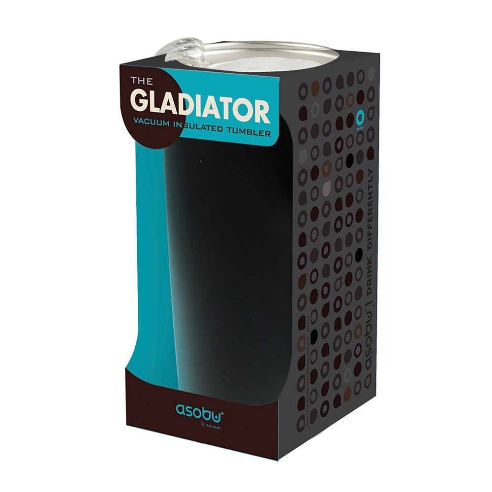 Термокружка The Gladiator черная/стальная, 0.6 л (Asobu BF20 black-silver)