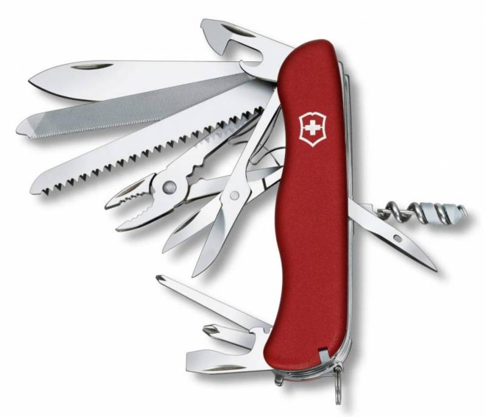 Солдатский нож с фиксатором WorkChamp, красный (Victorinox 7744.5)