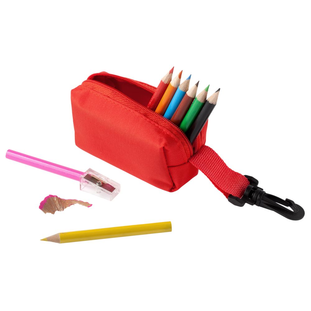 Набор Hobby с цветными карандашами и точилкой, красный (Makito MKT5139red)