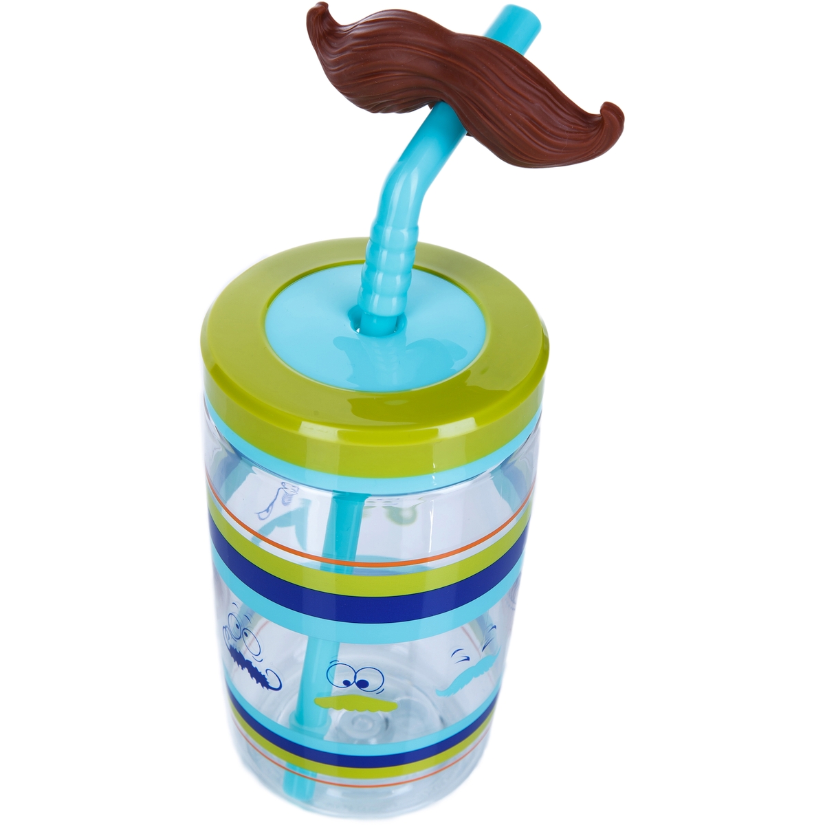 Детский стакан с соломинкой Funny straw Electric blue Mustache, 0.47 л (Contigo CONTIGO0521)