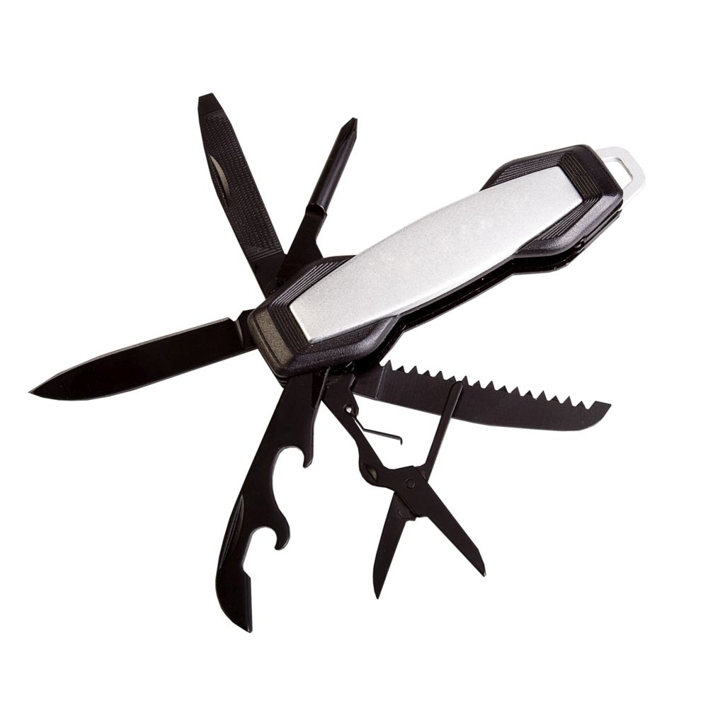 Нож карманный Hexogen, серебристый с чёрными лезвиями (LikeTo 5610.10)