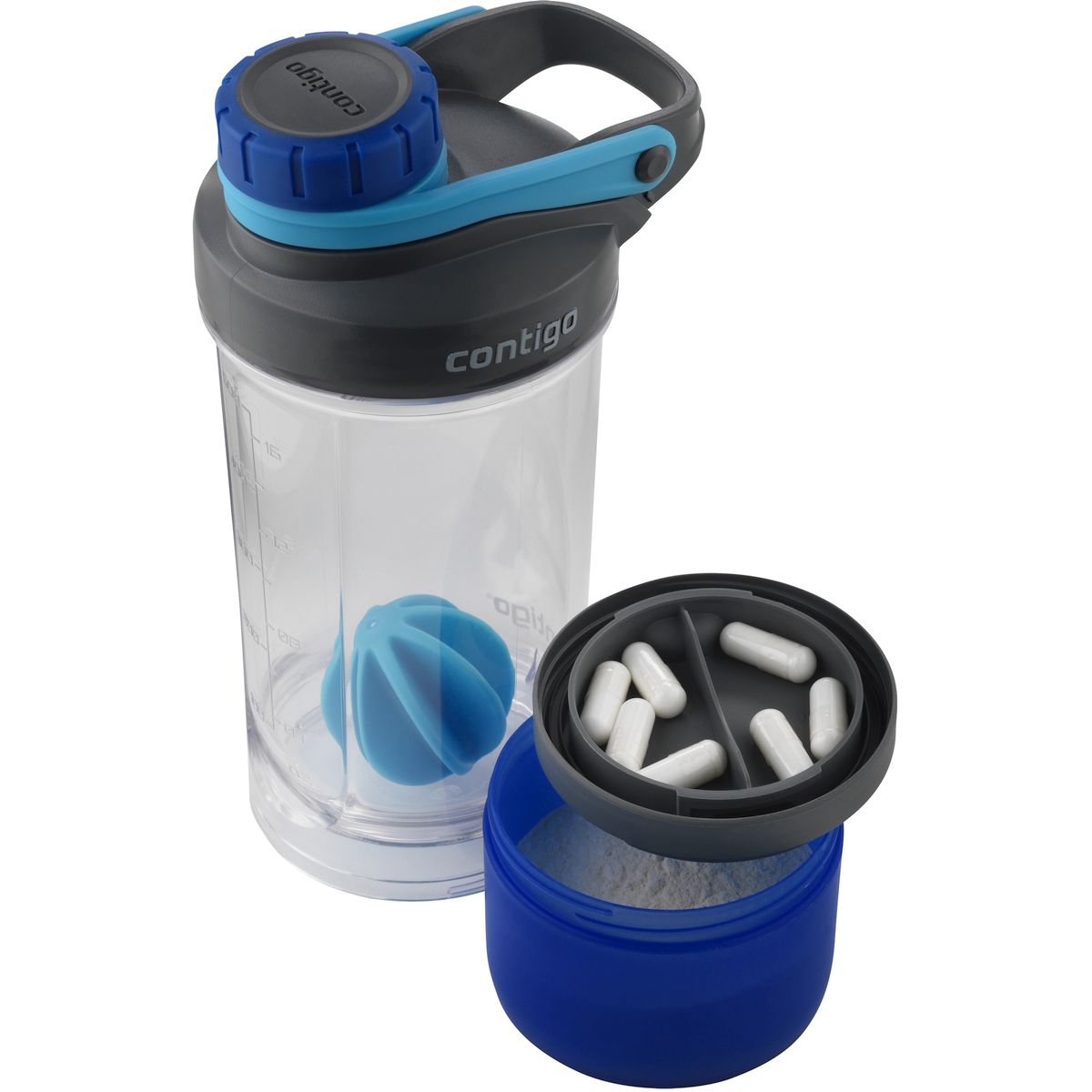 Фитнес-бутылка с контейнером Shake & Go™ голубой, 0.65 л (Contigo contigo0649)