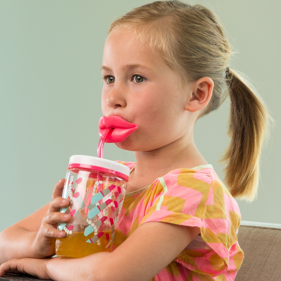 Детский стакан с соломинкой Funny straw Cherry blossom Lips, 0.47 л (Contigo CONTIGO0522)