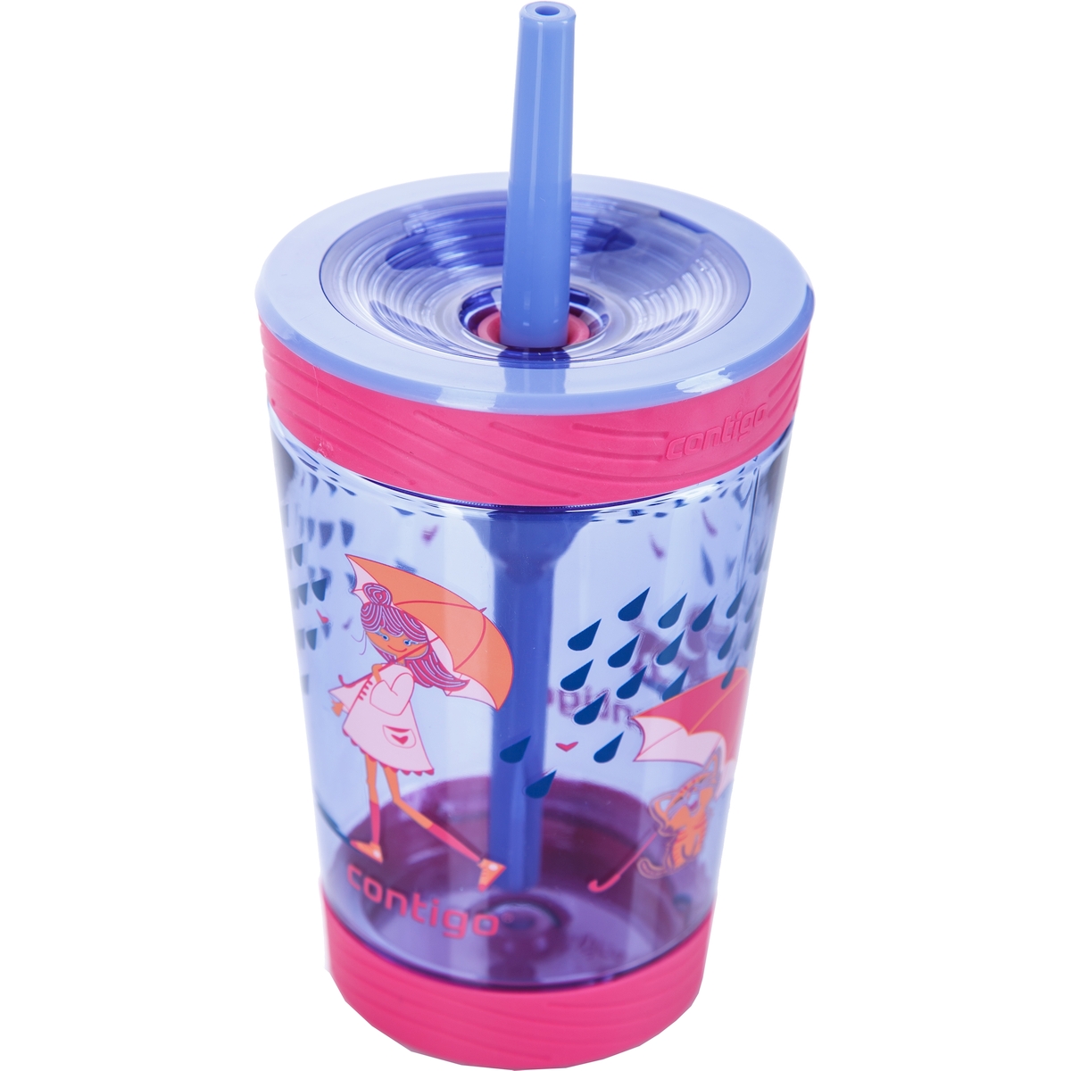 Детский стакан с соломинкой Spill proof tumbler Wink raining cats & dogs, 0.42 л (Contigo CONTIGO0771)