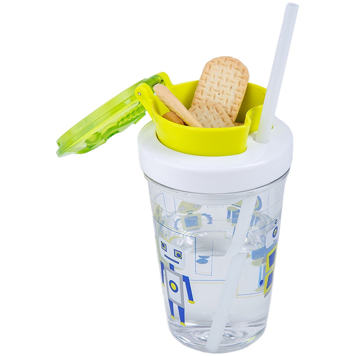 Детский стакан с соломинкой Snack tumbler Robot green, 0.35 л (Contigo CONTIGO0628)
